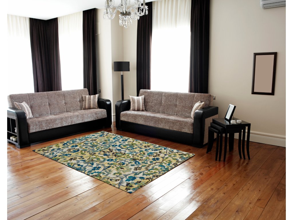 Brixton Modern Floral and Botanical, Green/Blue/Tan, 10' x 13'-2" Area Rug - image 1