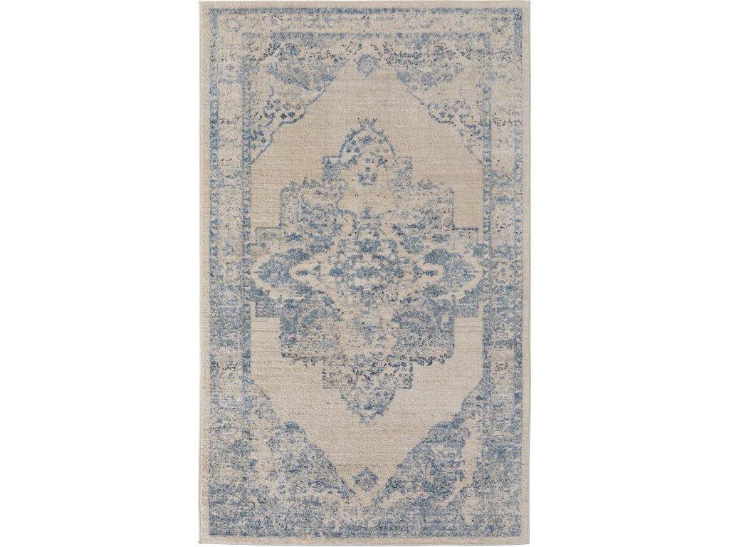 Camellia Transitional Medallion, Blue/Ivory, 5' x 7'-6" Area Rug - main image