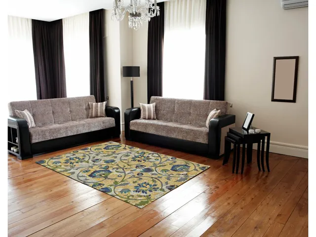 Brixton Modern Scroll, Ivory/Gold/Green, 10' x 13'-2" Area Rug - Alternative View