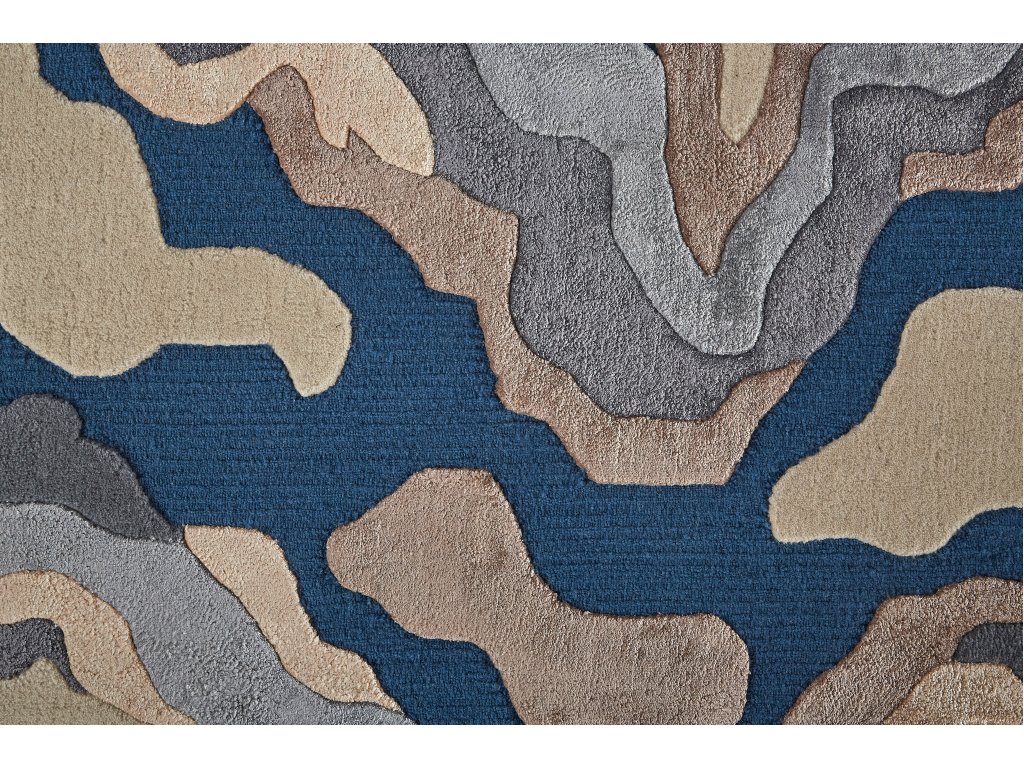 Serrano Transitional Abstract, Ivory/Tan/Blue, 5' x 8' Area Rug - image 4