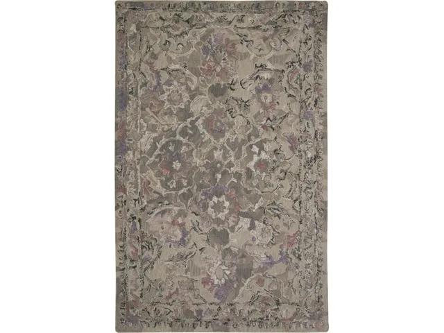 Tivoli Transitional Floral and Botanical, Taupe/Gray/Purple, 5' x 8' Area Rug