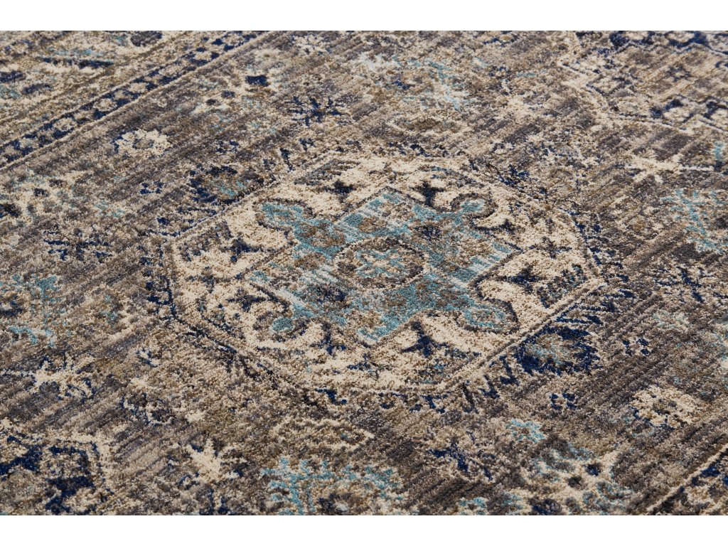 Bellini Transitional Medallion, Taupe/Gray/Blue, 7'-10" x 10'-10" Area Rug - image 1