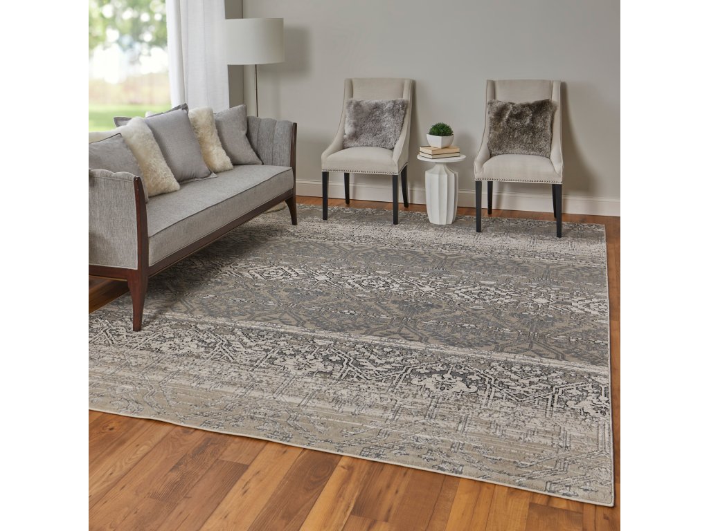Macklaine Transitional Distressed, Ivory/Silver/Black, 12' x 15' Area Rug - image 3