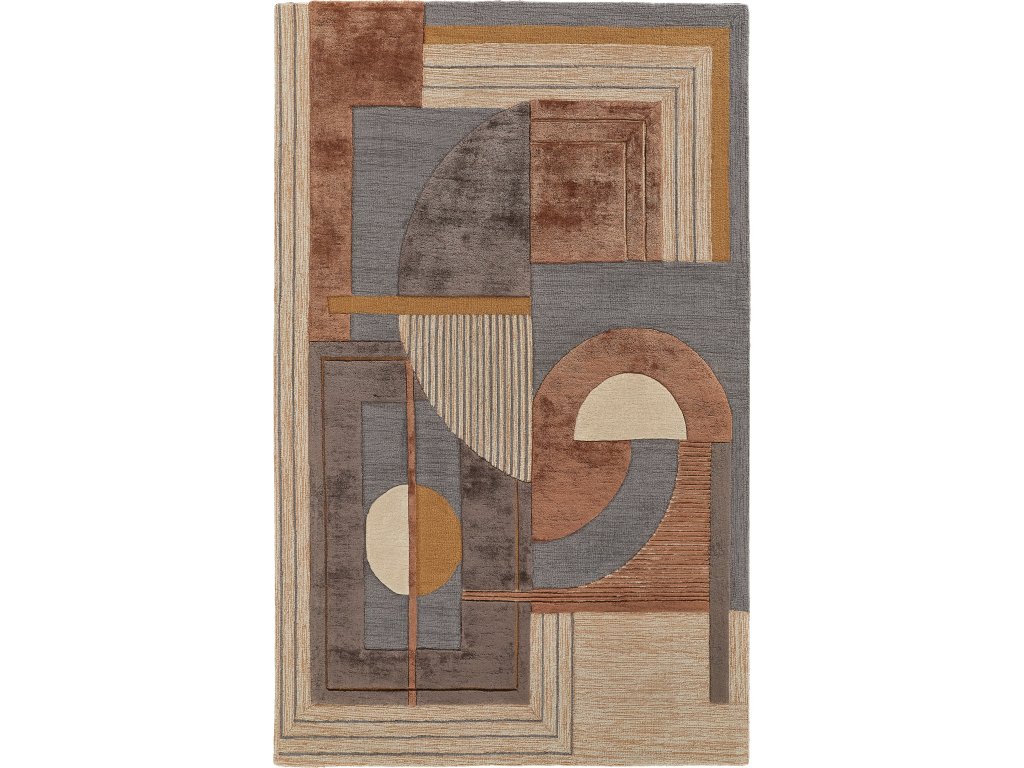 Nash Modern Geometric, Tan/Brown/Gray, 5' x 8' Area Rug - main image
