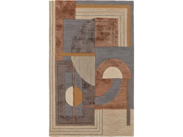 Nash Modern Geometric, Tan/Brown/Gray, 5' x 8' Area Rug