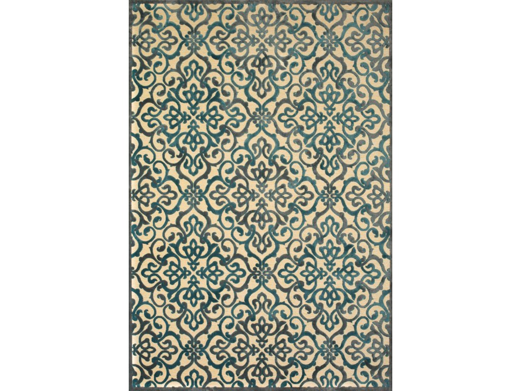 Saphir Yardley Modern Scroll, Tan/Blue/Taupe, 7'-6" x 10'-6" Area Rug - main image