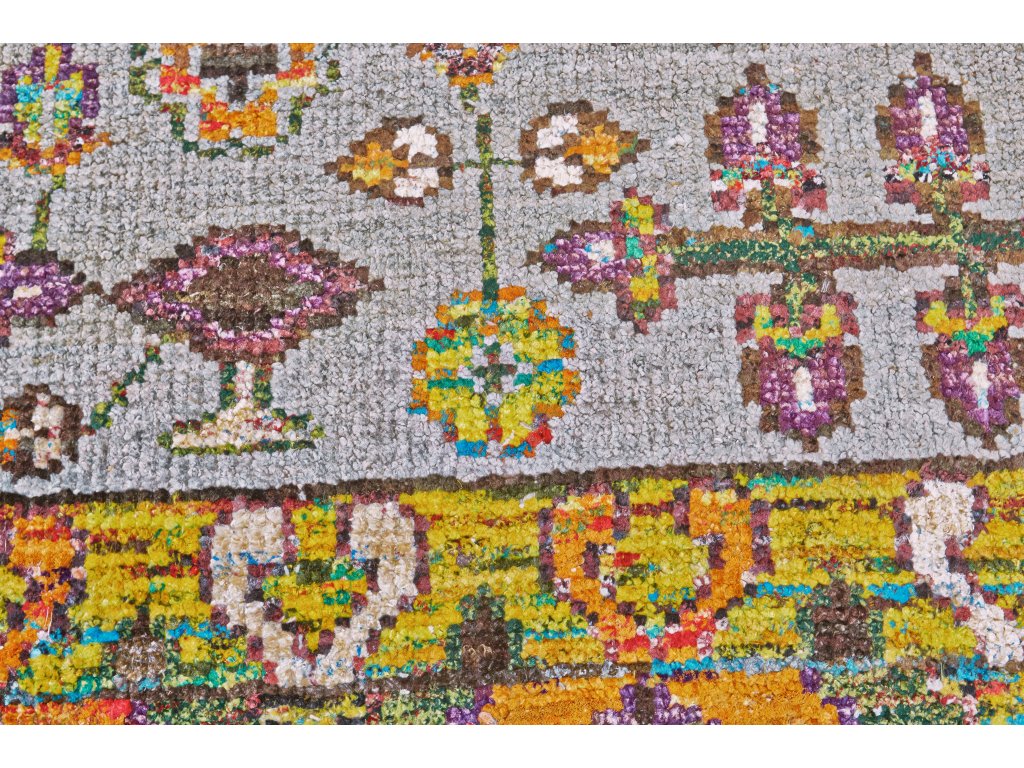 Sattika Transitional Bordered, Gray/Orange/Purple, 7'-9" x 9'-9" Area Rug - image 3
