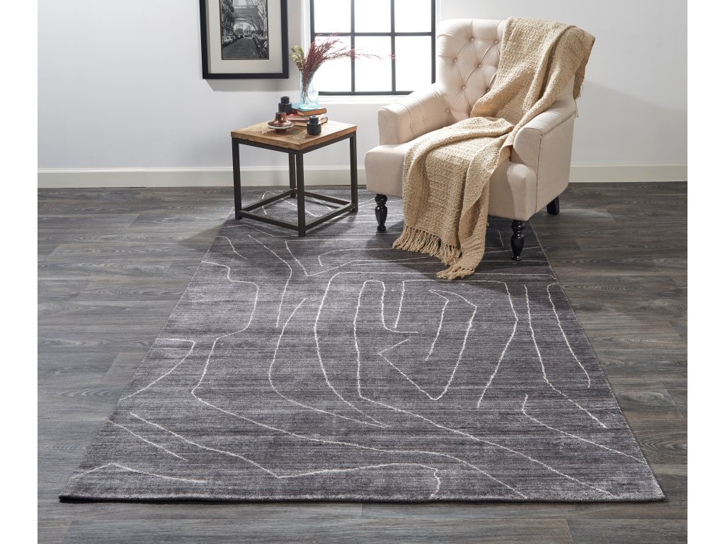 Lennox Modern Abstract, Gray/Ivory, 2' x 3' Accent Rug - image 1