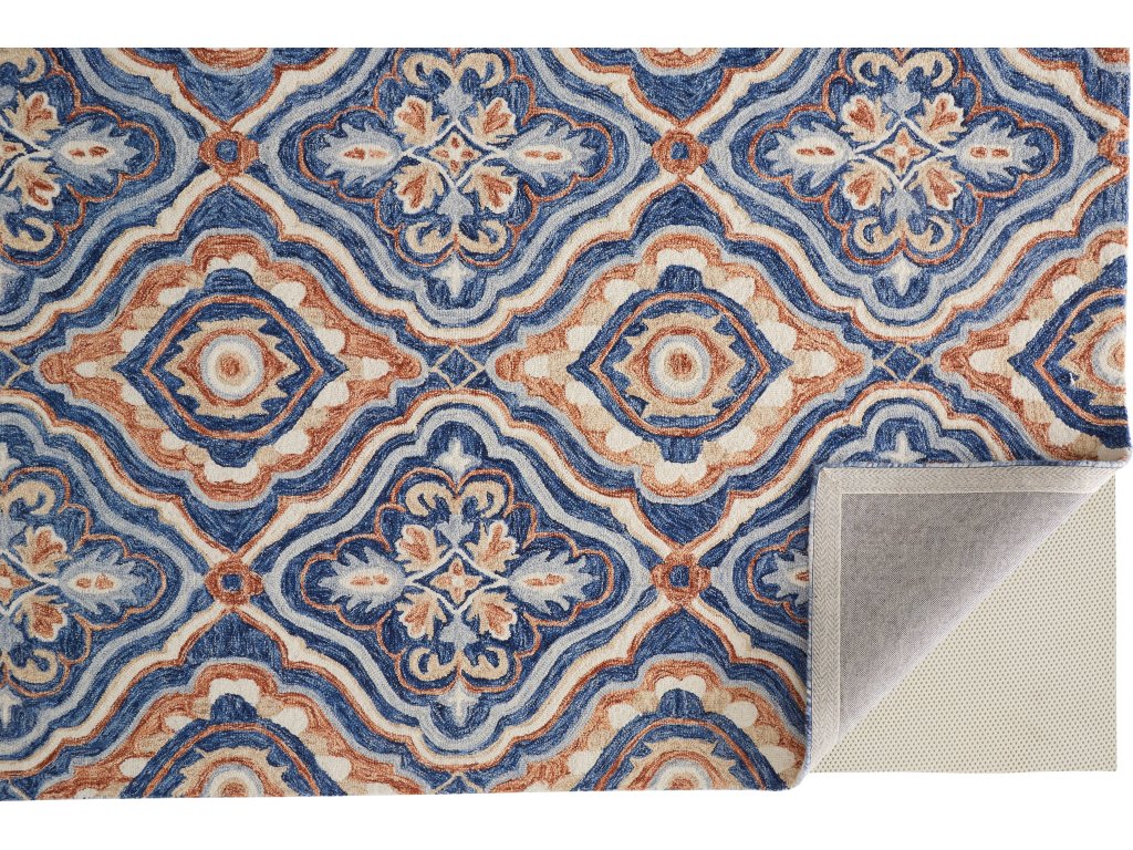 Rhett Transitional Medallion, Blue/Orange/Ivory, 5' x 8' Area Rug - image 3
