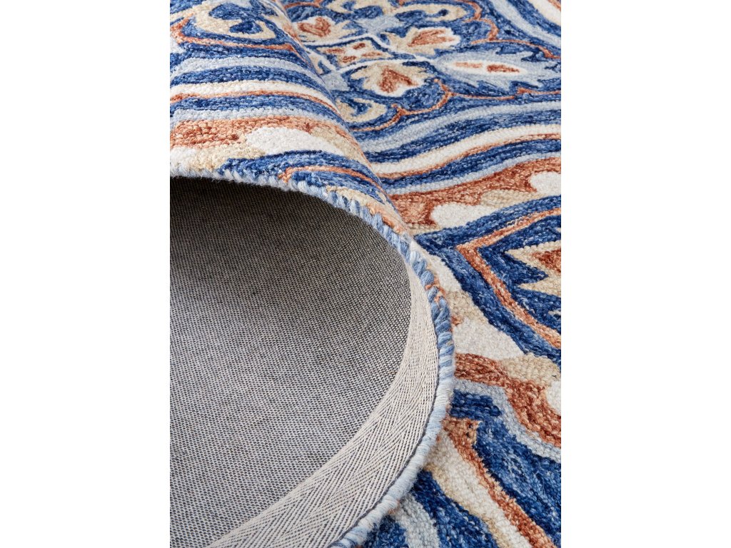 Rhett Transitional Medallion, Blue/Orange/Ivory, 5' x 8' Area Rug - image 5
