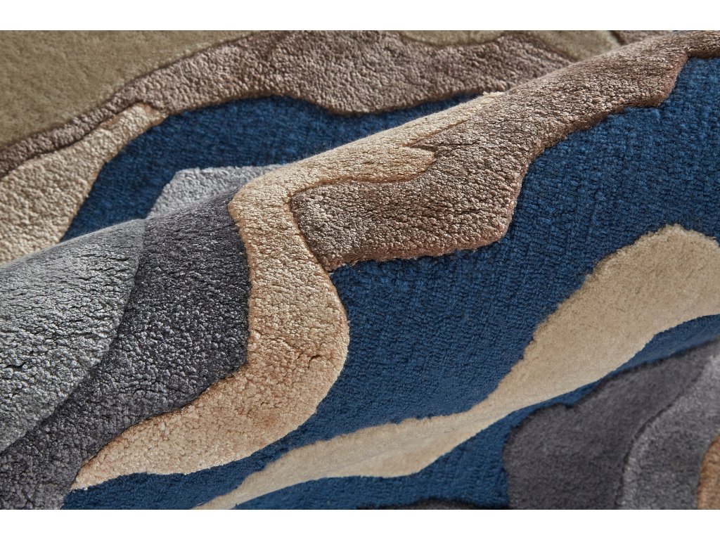 Serrano Transitional Abstract, Ivory/Tan/Blue, 5' x 8' Area Rug - image 3