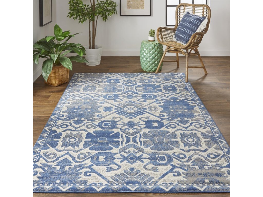 Foster Transitional Oriental, Blue/Brown/Ivory, 1'-8" x 2'-10" Accent Rug - image 1
