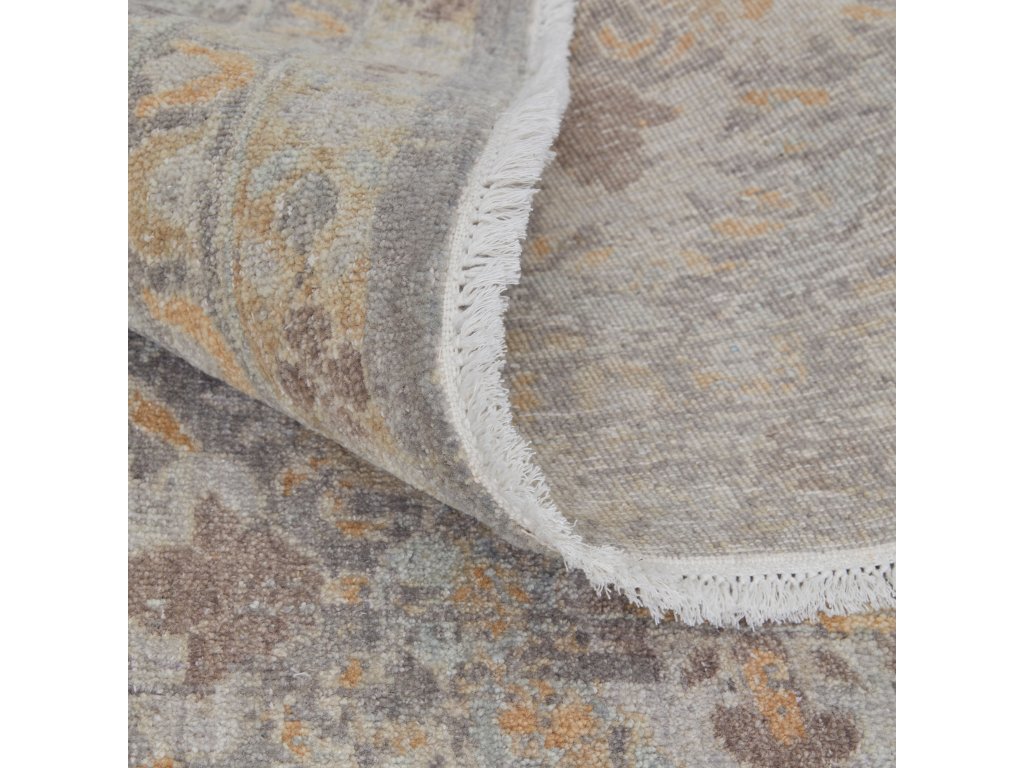 Rowen Transitional Damask, Taupe/Gray/Orange, 7'-9" x 9'-9" Area Rug - image 6
