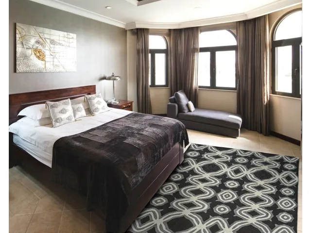 Ella Transitional Abstract, Black/Ivory/Gray, 5' x 8' Area Rug - Alternative View