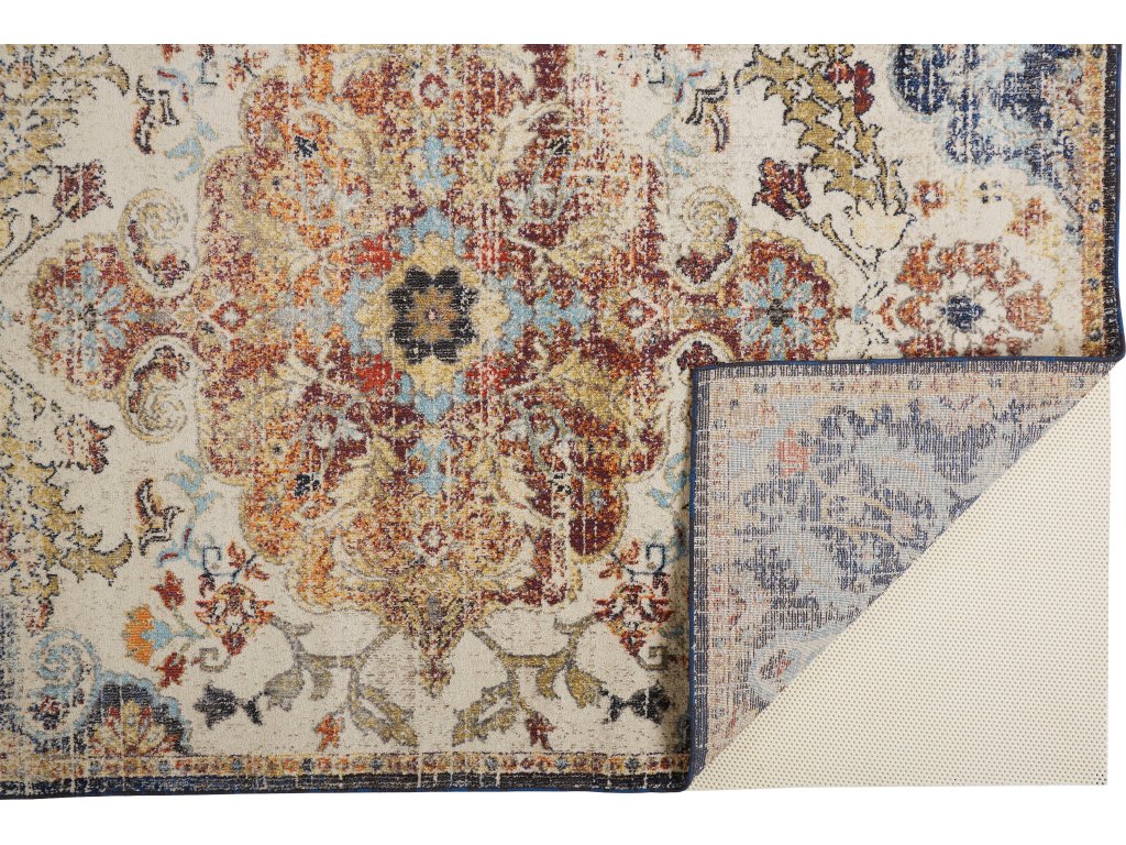 Bellini Transitional Medallion, Ivory/Gold/Blue, 7'-10" x 10'-10" Area Rug - image 3