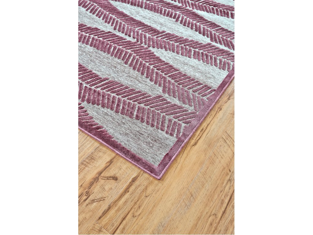Saphir Rubus Modern Abstract, Gray/Purple, 2'-2" x 4' Accent Rug - image 1