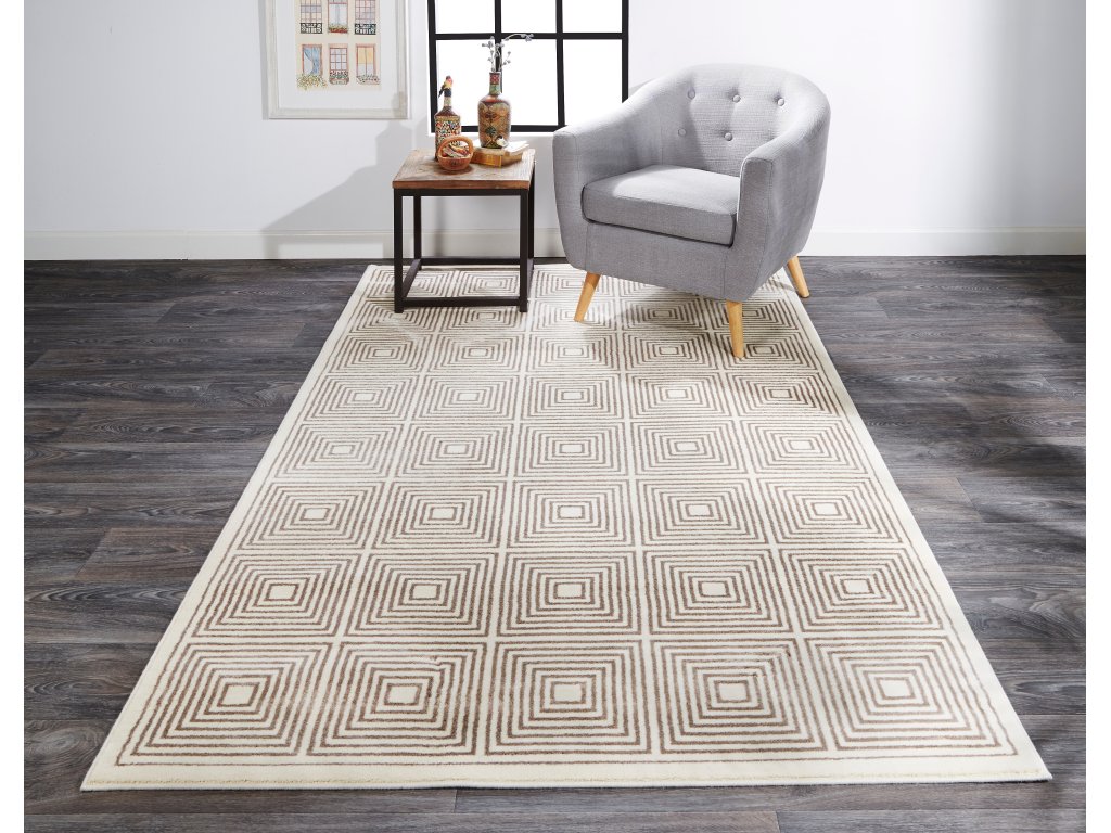 Azeri III Transitional Geometric, Tan/Brown, 2'-2" x 4' Accent Rug - image 1