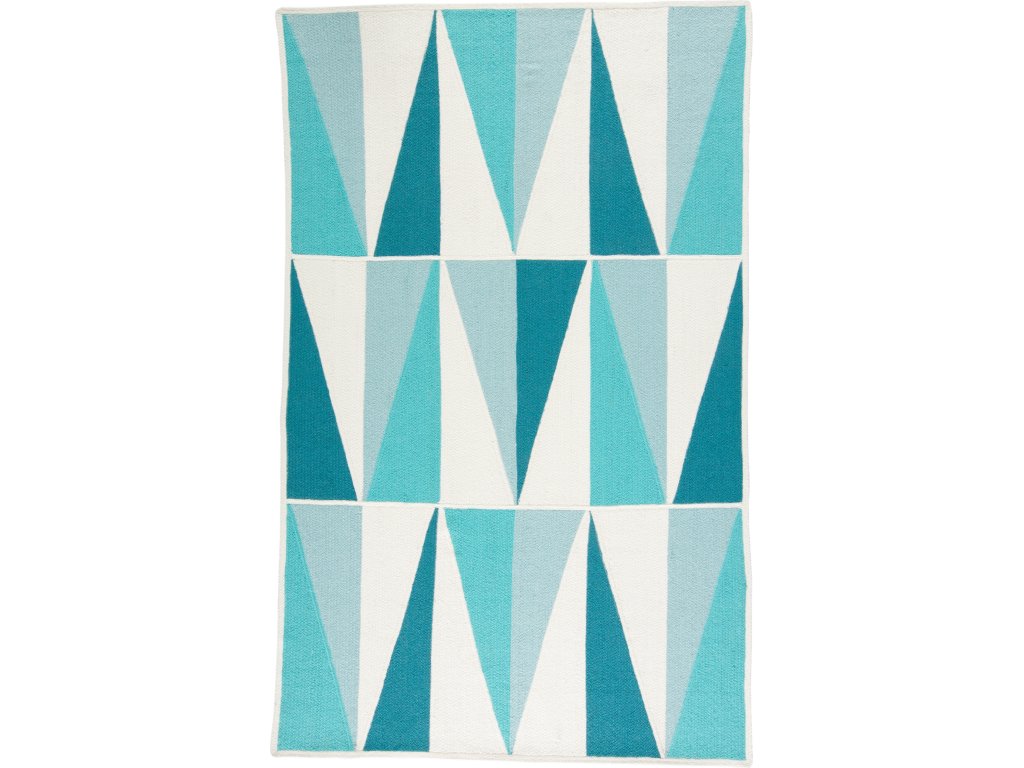 Clare Transitional Geometric, Blue/Green/Ivory, 8' x 11' Area Rug - main image