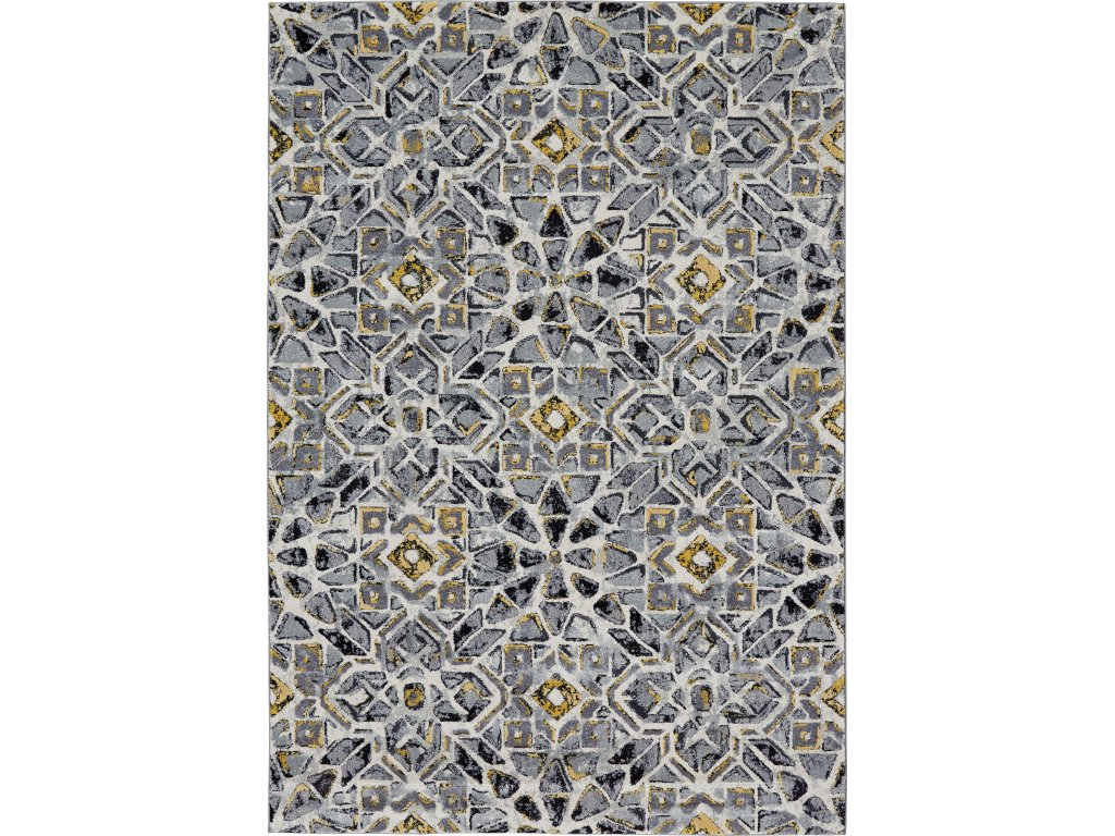 Bleecker Modern Abstract, Gray/Black/Yellow, 10' x 13'-2" Area Rug - main image