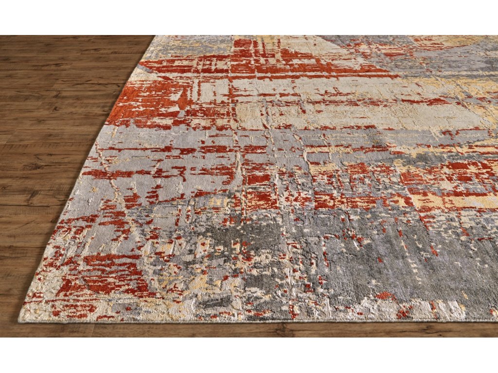 Adira Modern Abstract, Gray/Gold/Red, 7'-9" x 9'-9" Area Rug - image 4