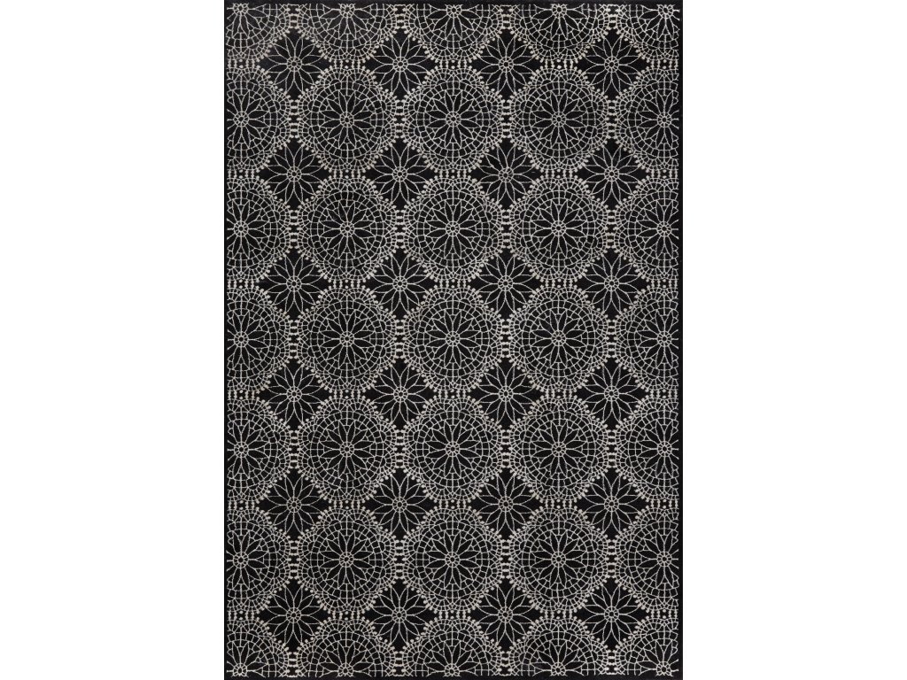 Azeri Transitional Damask, Black/White, 7'-10" x 11' Area Rug - main image