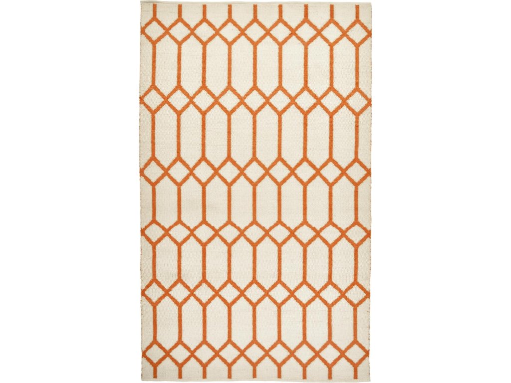 Coastal Layers Transitional Geometric, Ivory/Orange, 5' x 8' Area Rug - main image