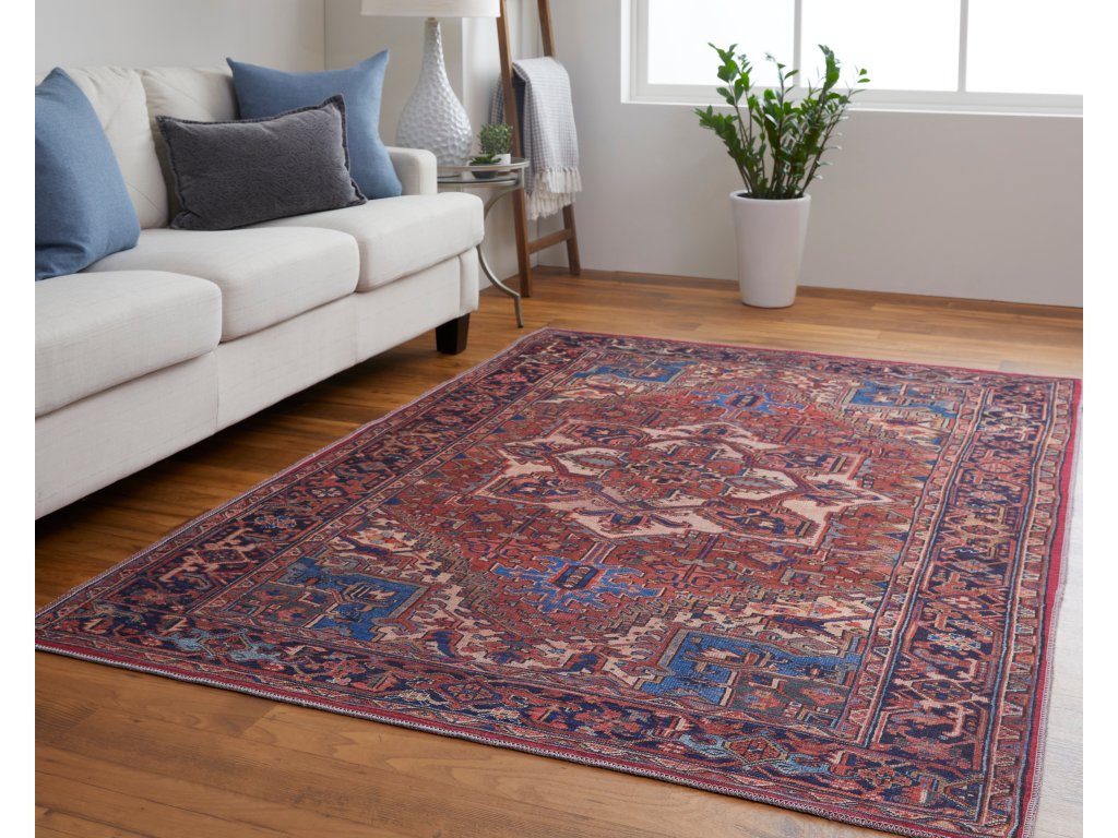 Rawlins Transitional Medallion, Red/Tan/Blue, 5'-3" x 7'-6" Area Rug - image 2