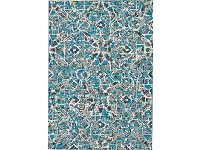 Brixton Modern Geometric, Blue/Ivory/Taupe, 10' x 13'-2" Area Rug
