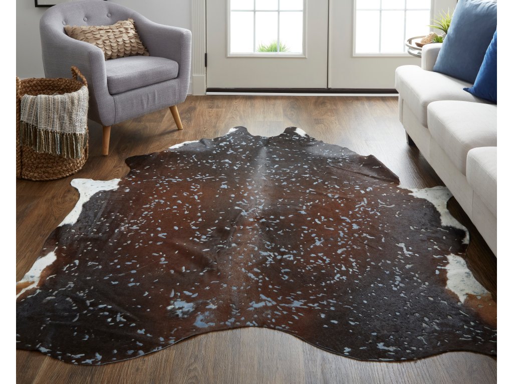 Ellyse Transitional Animal Print, Blue/Brown, Large Shaped Rug - image 1