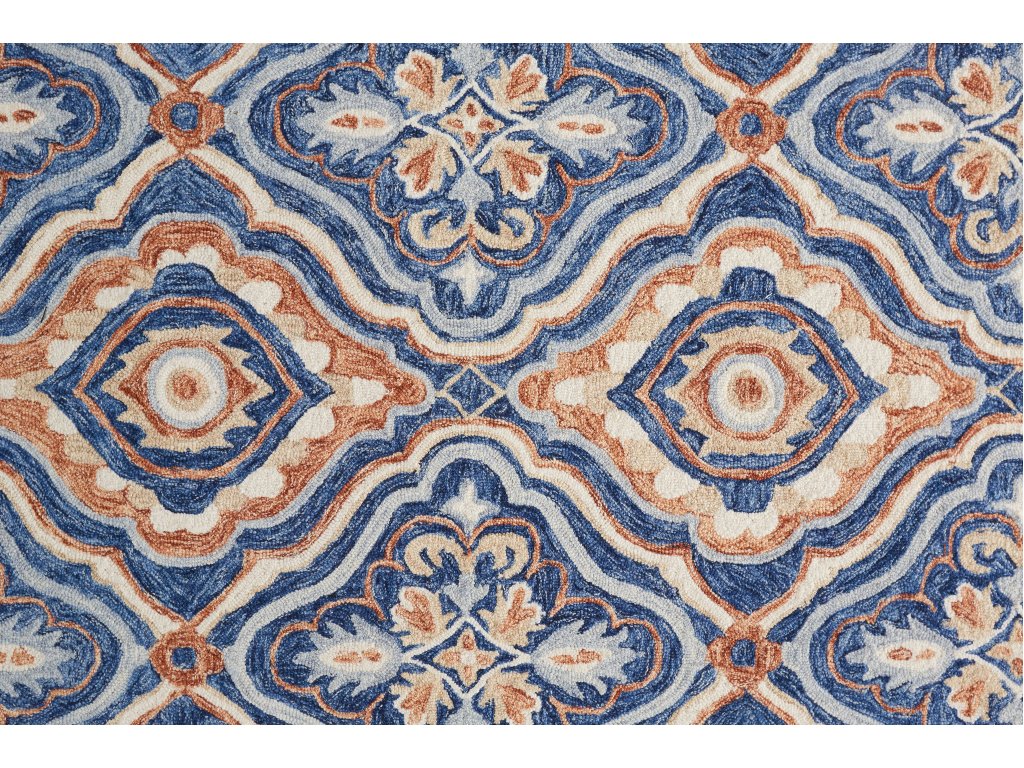 Rhett Transitional Medallion, Blue/Orange/Ivory, 5' x 8' Area Rug - image 4