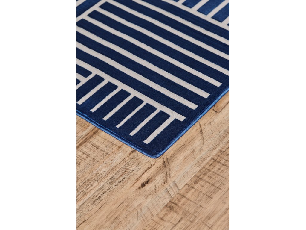 Gaspar Modern Stripes, Blue/White, 1'-8" x 2'-10" Accent Rug - image 1