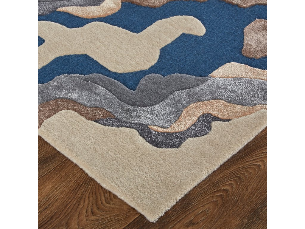 Serrano Transitional Abstract, Ivory/Tan/Blue, 5' x 8' Area Rug - image 1