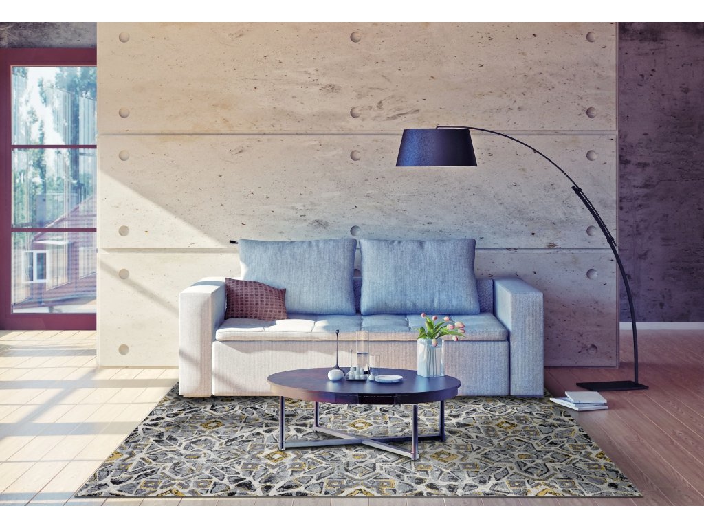 Bleecker Modern Abstract, Gray/Black/Yellow, 10' x 13'-2" Area Rug - image 1