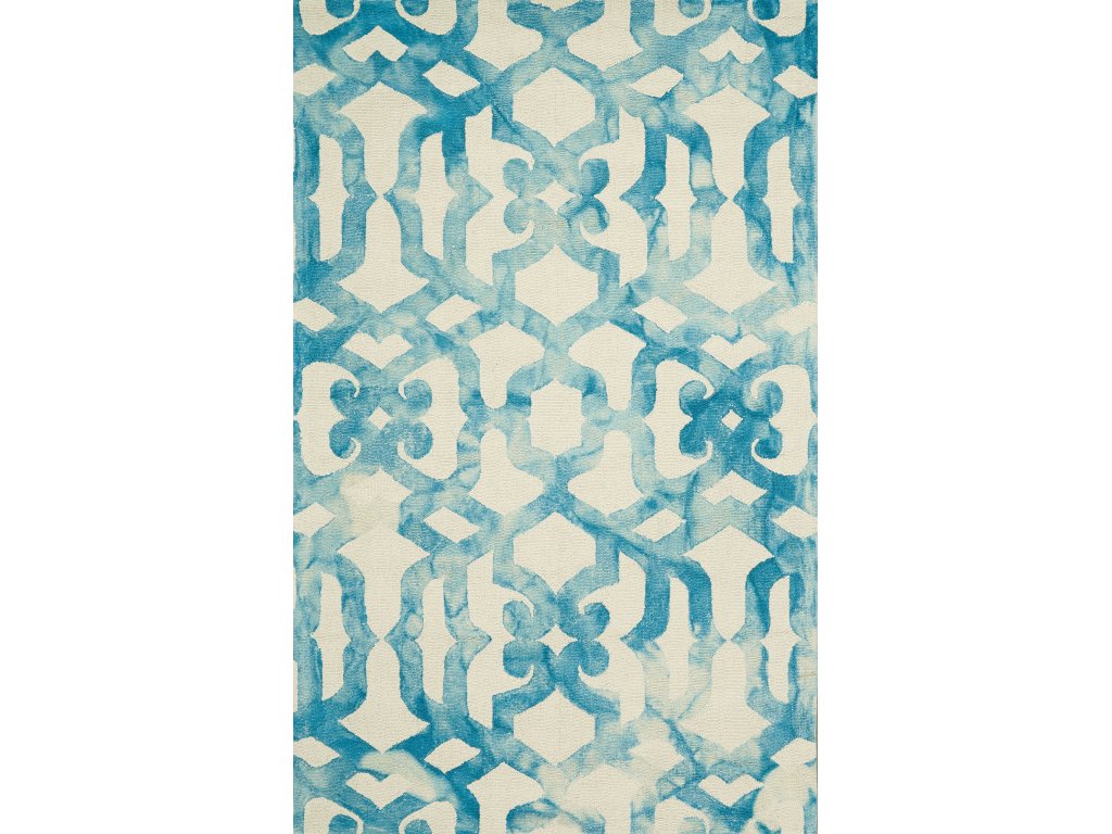Lorrain Modern Trellis and Lattice, Ivory/Blue/Green, 2' x 3' Accent Rug - main image