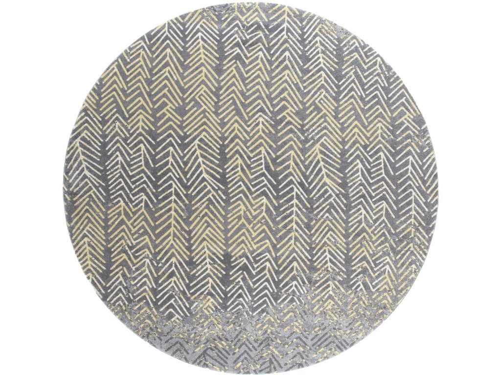 Bleecker Modern Chevron, Gray/Yellow/White, 8' x 8' Round Rug - main image