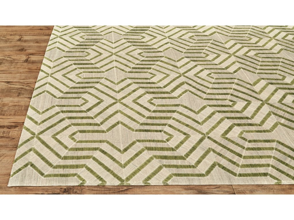 Bermuda II Transitional Geometric, Green/Ivory, 9' x 12' Area Rug - image 7