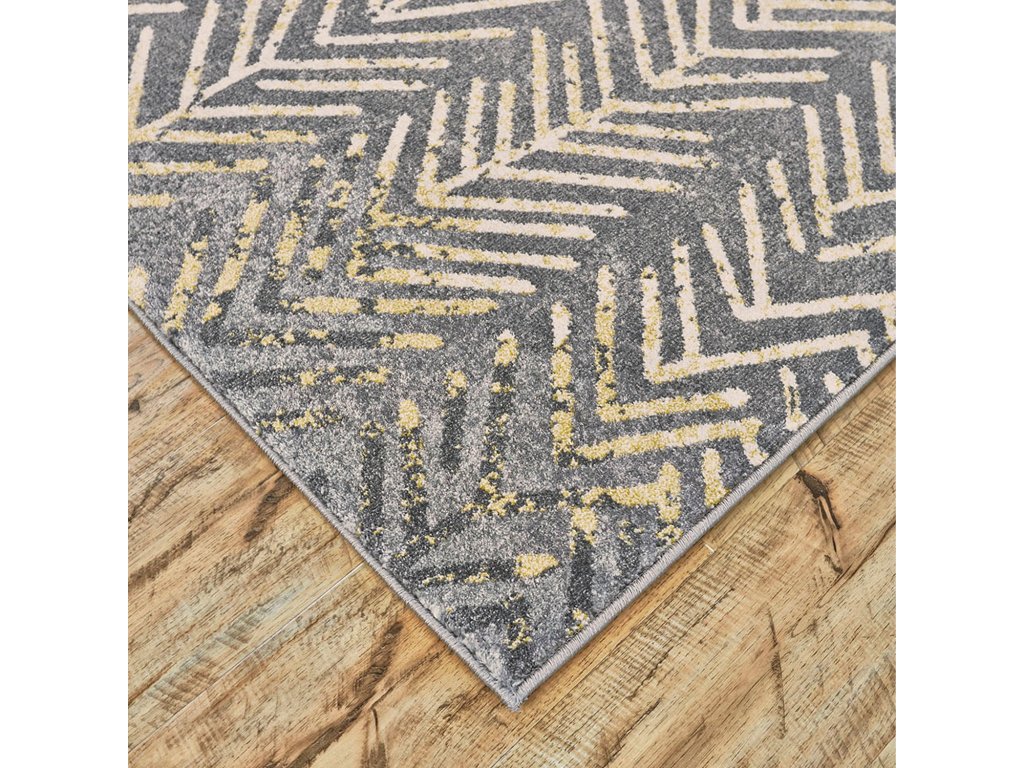 Bleecker Modern Chevron, Gray/Yellow/White, 8' x 8' Round Rug - image 4