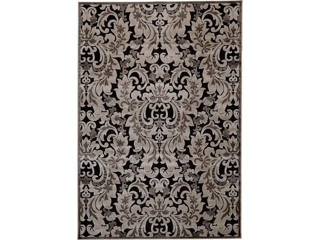 Saphir Transitional Floral and Botanical, Taupe/Black/Gray, 7'-6" x 10'-6" Area Rug