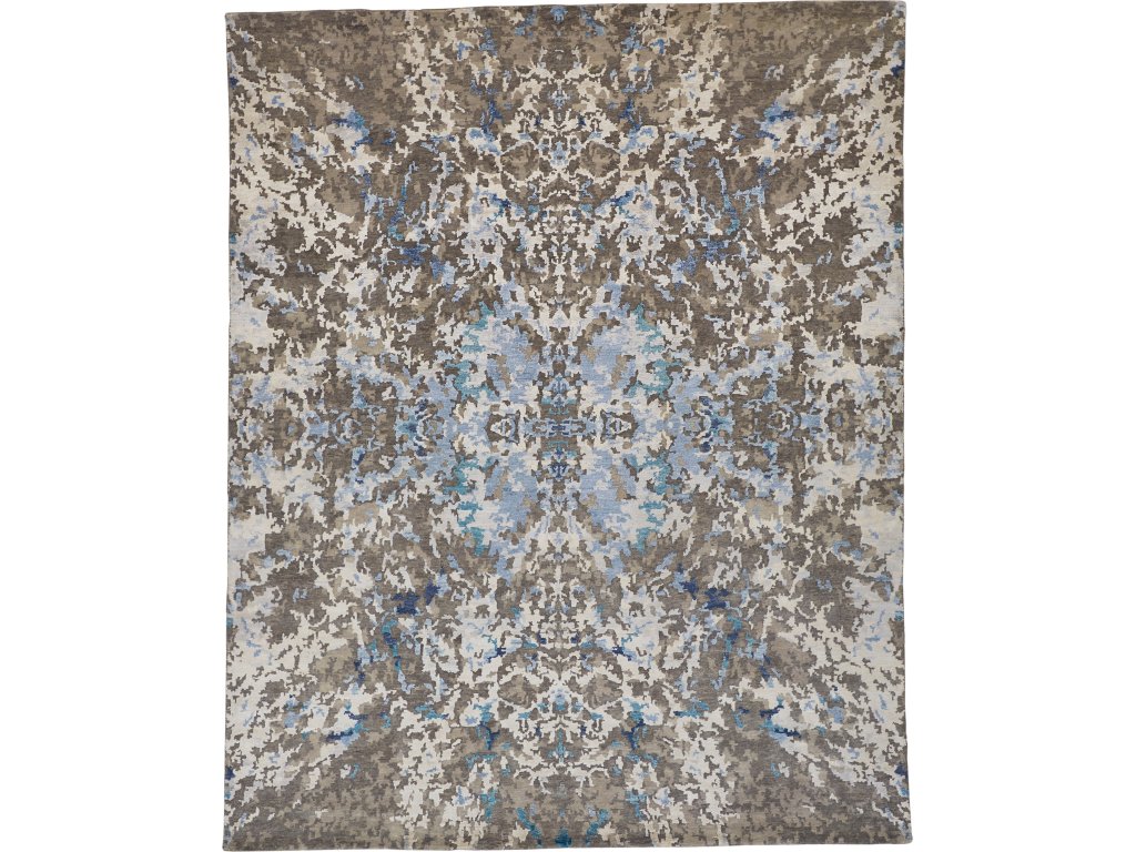 Lor Modern Abstract, Taupe/Ivory/Blue, 2' x 3' Accent Rug - main image