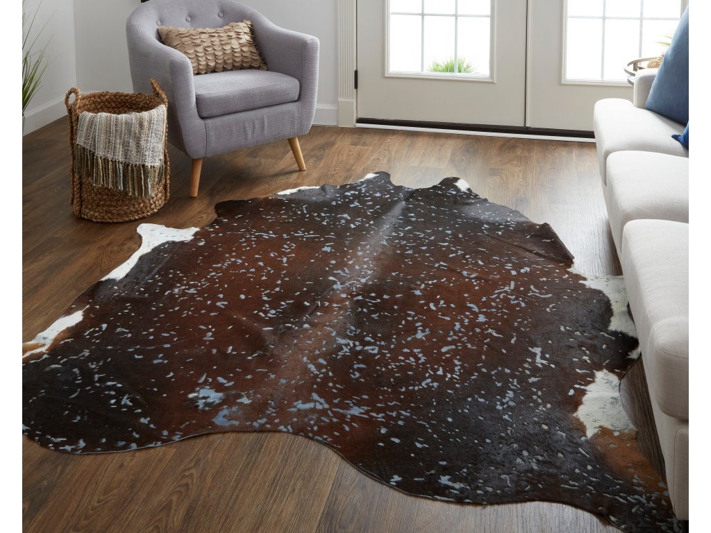 Ellyse Transitional Animal Print, Blue/Brown, Large Shaped Rug - image 2