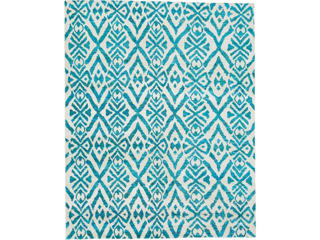Sattika Transitional Geometric, Blue/Ivory, 2' x 3' Accent Rug - main image