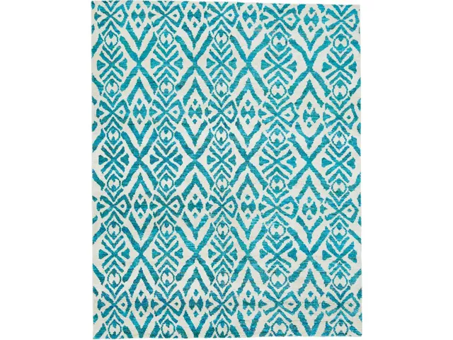 Sattika Transitional Geometric, Blue/Ivory, 2' x 3' Accent Rug