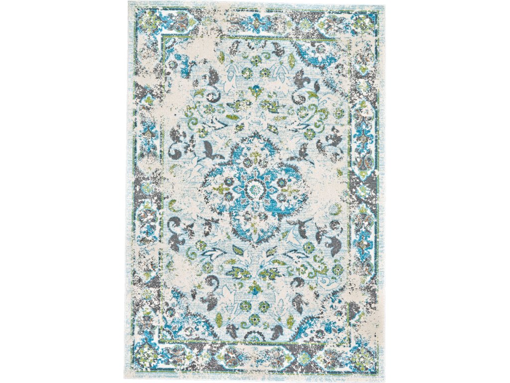 Harlow Modern Floral and Botanical, Ivory/Blue/Green, 1'-8" x 2'-10" Accent Rug - main image