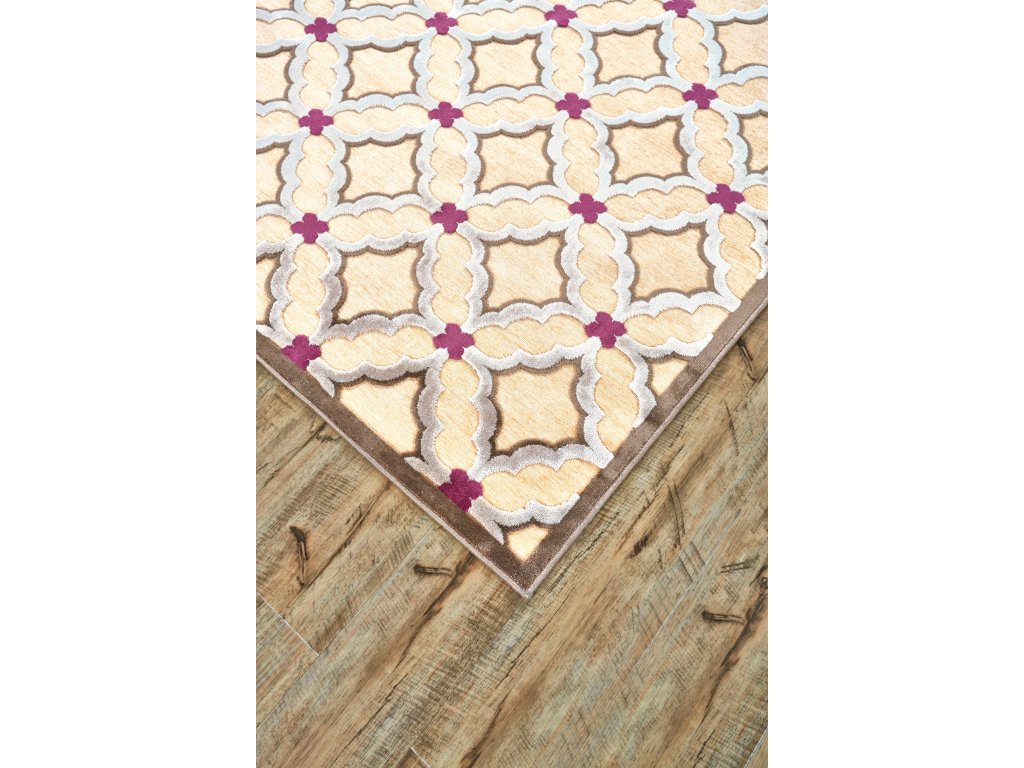 Saphir Rubus Modern Geometric, Tan/Brown/Purple, 9'-8" x 12'-7" Area Rug - image 1