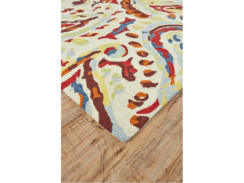 Liana Transitional Abstract, Red/Green/Ivory, 12' x 15' Area Rug - image 2