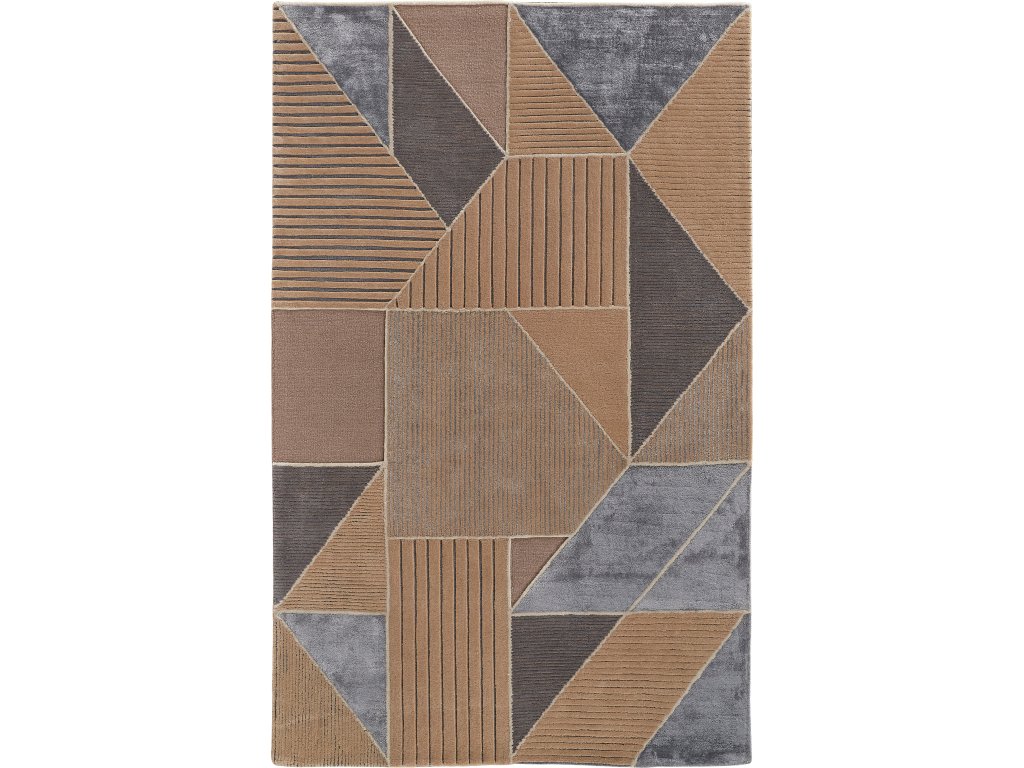 Nash Modern Geometric, Brown/Tan/Gray, 5' x 8' Area Rug - main image