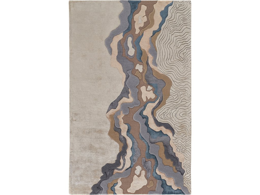 Serrano Transitional Abstract, Tan/Brown/Blue, 2' x 3' Accent Rug - main image