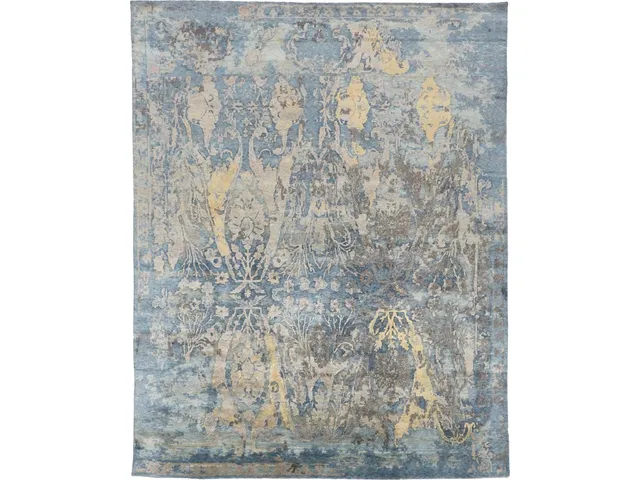 Adira Modern Ikat, Blue/Taupe/Gold, 8'-6" x 11'-6" Area Rug