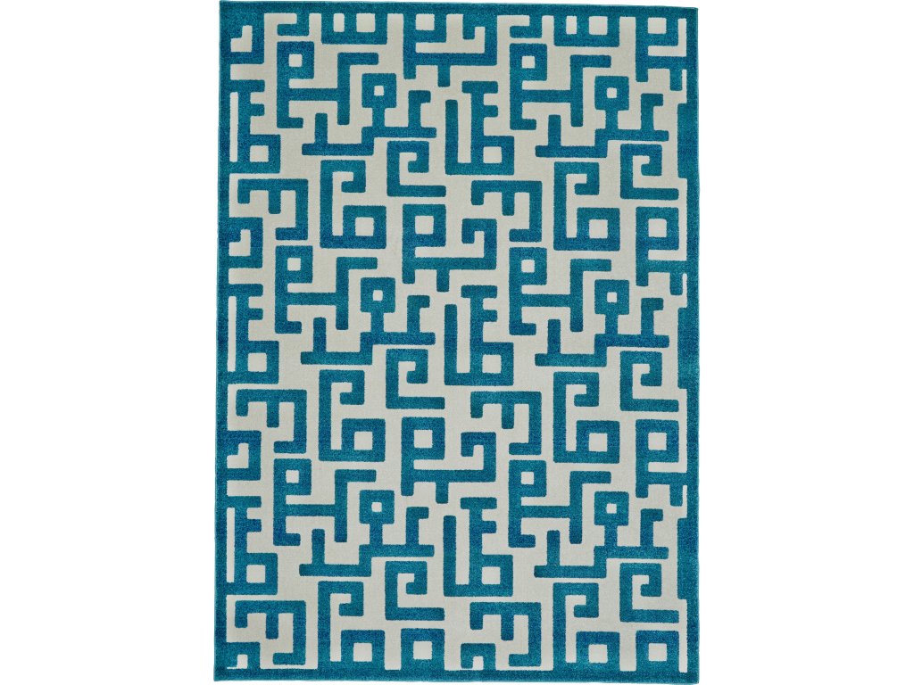 Harlow Modern Geometric, Ivory/Blue, 10' x 13'-2" Area Rug - main image