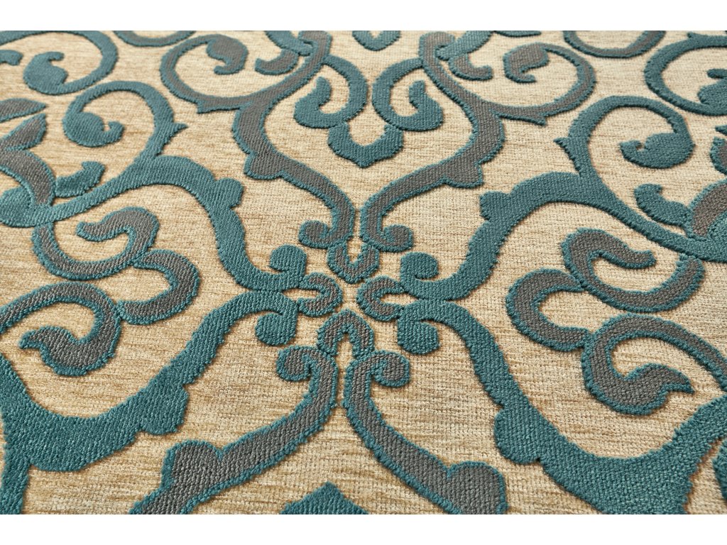 Saphir Yardley Modern Scroll, Tan/Blue/Taupe, 7'-6" x 10'-6" Area Rug - image 2